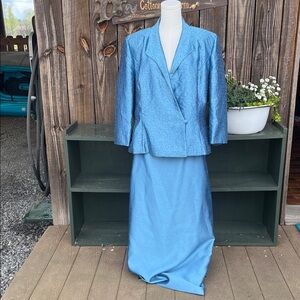 Alex Evenings size 16 blue embellished jacket and skirt